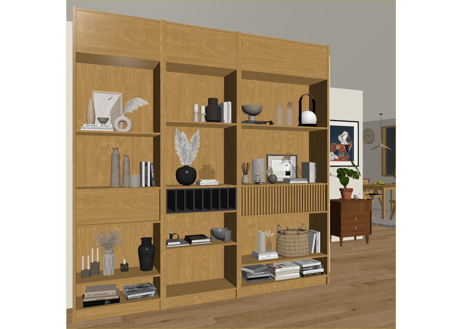 原木书柜3D模型下载【ID:1214743981】