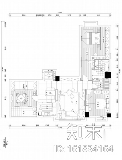 [武汉]现代都市两居室装修CAD施工图（含效果图）cad施工图下载【ID:161834164】