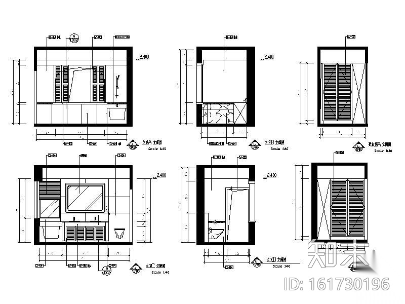 [三亚]某三居室样板间C1户型施工图（含效果）cad施工图下载【ID:161730196】