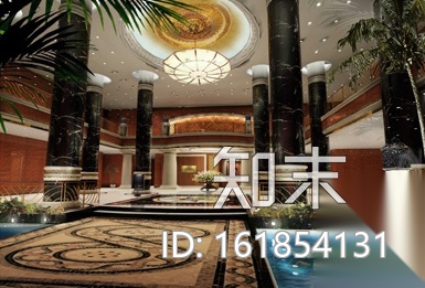 某现代风格大酒店全套CAD施工图（含效果图）cad施工图下载【ID:161854131】