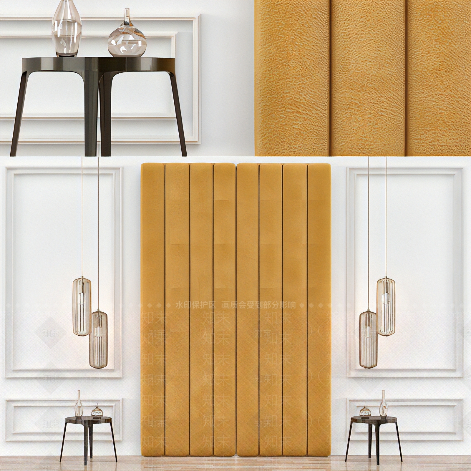 现代布艺软包靠背3D模型下载【ID:1114407423】