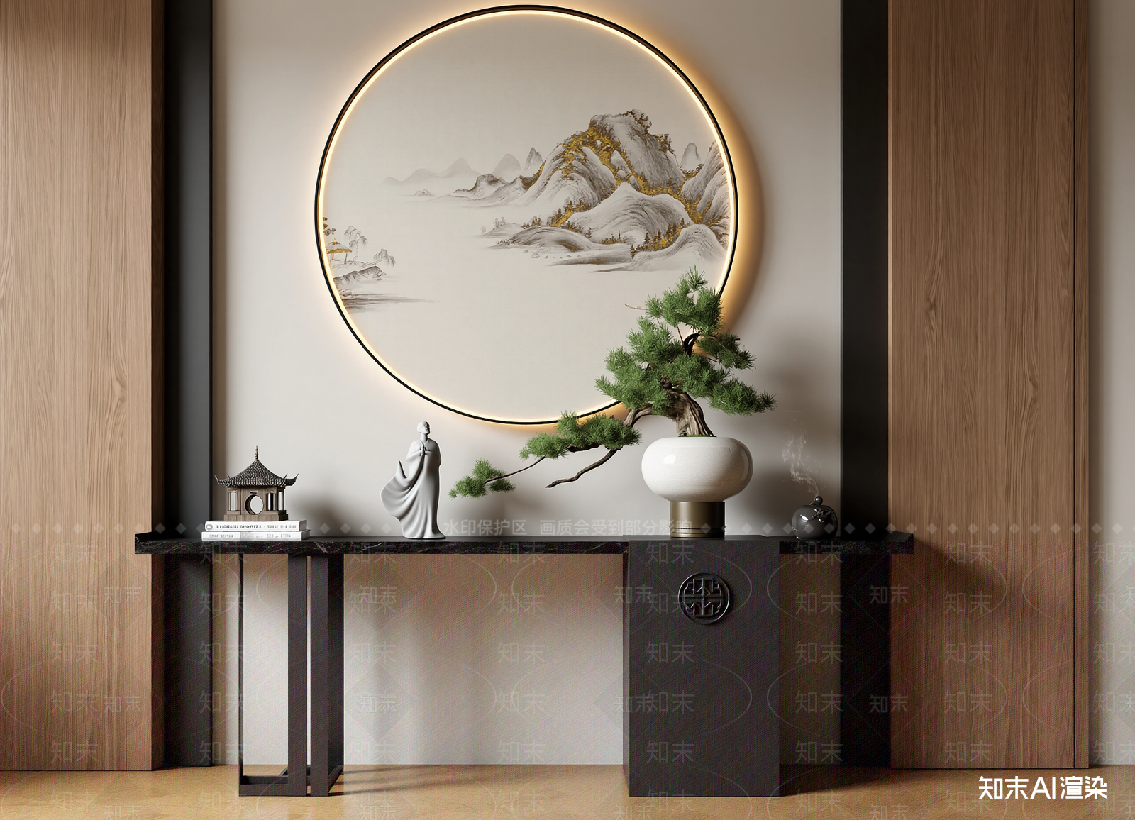 新中式玄关3D模型下载【ID:1214711449】