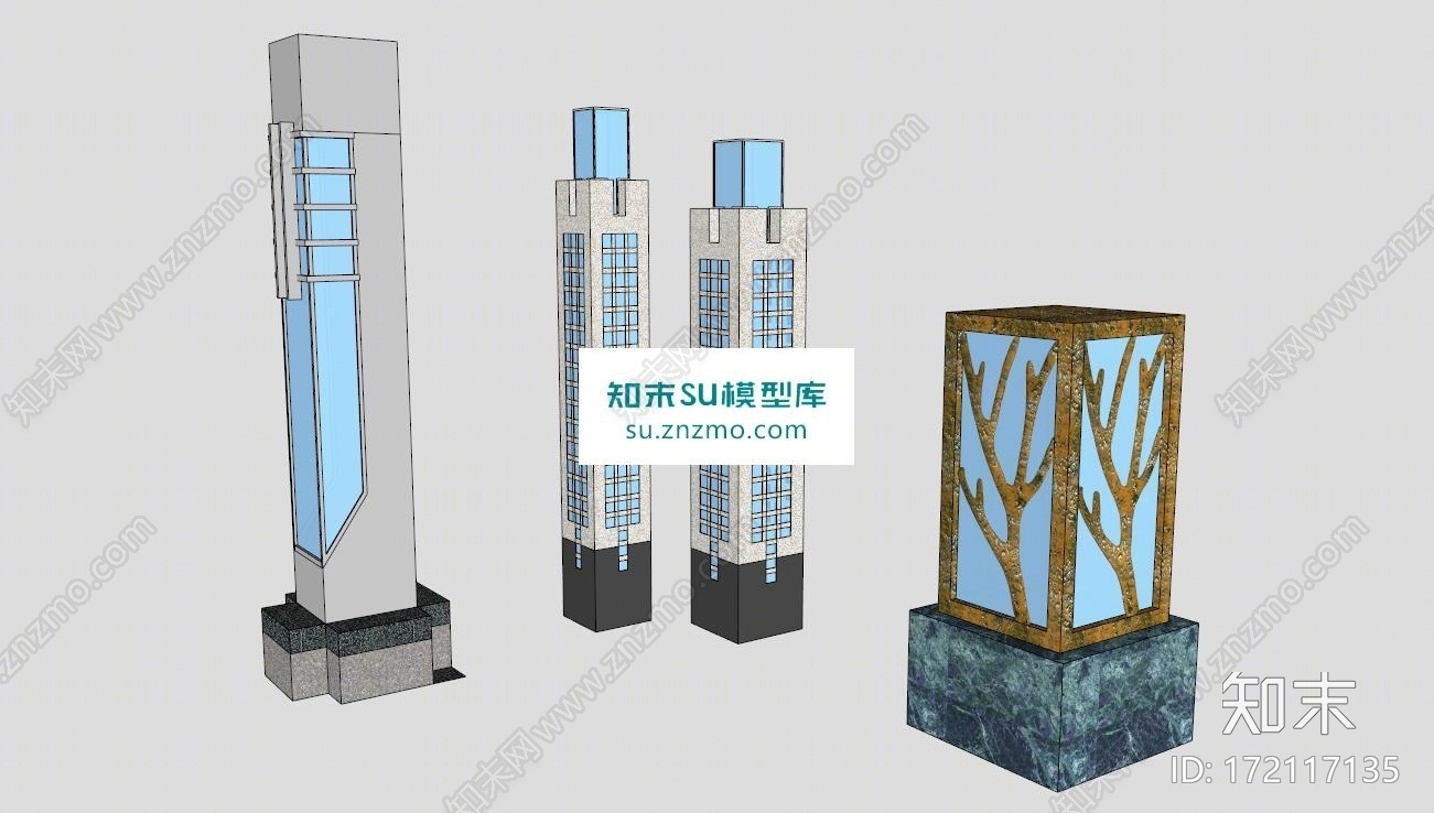 景观灯柱园林绿化SU模型下载【ID:172117135】