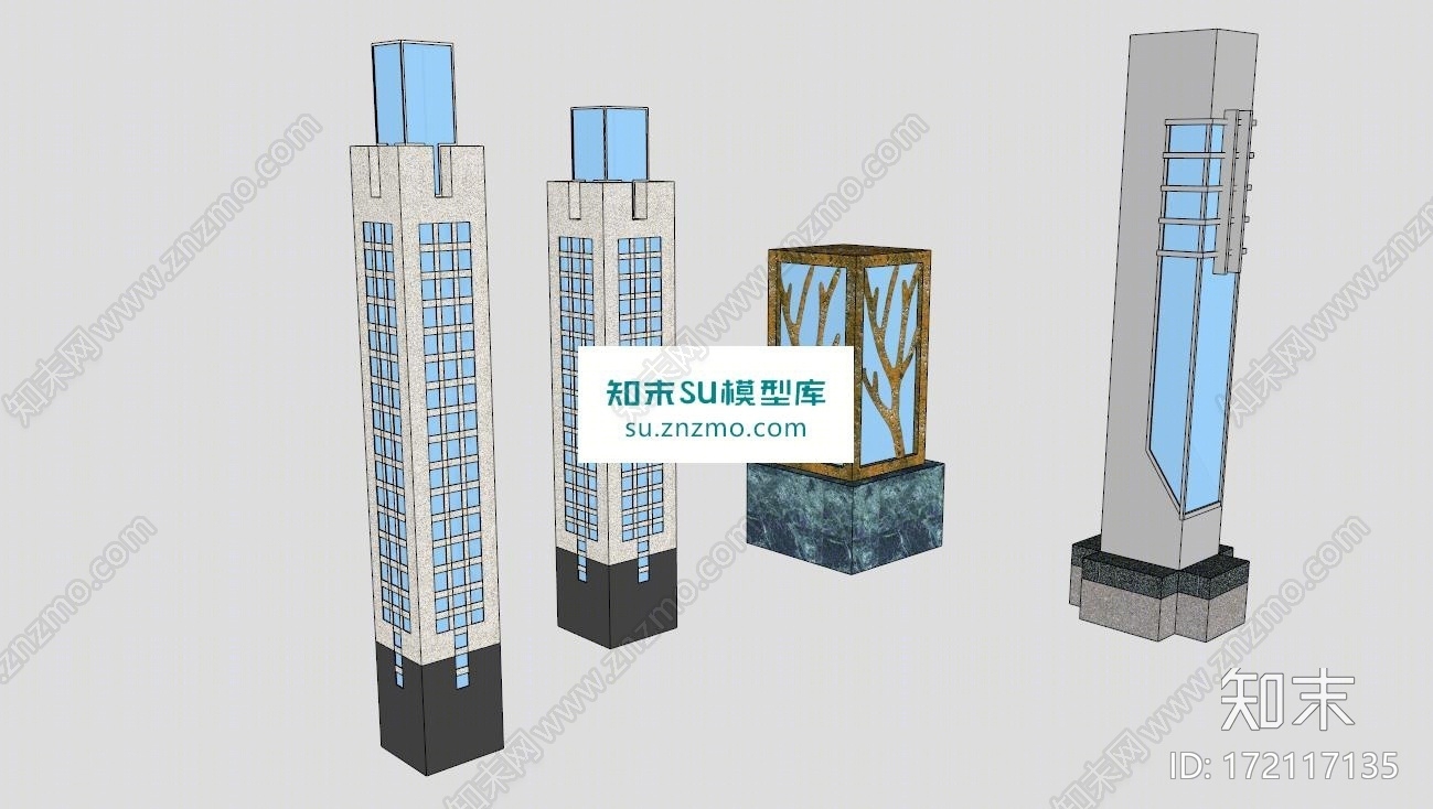 景观灯柱园林绿化SU模型下载【ID:172117135】