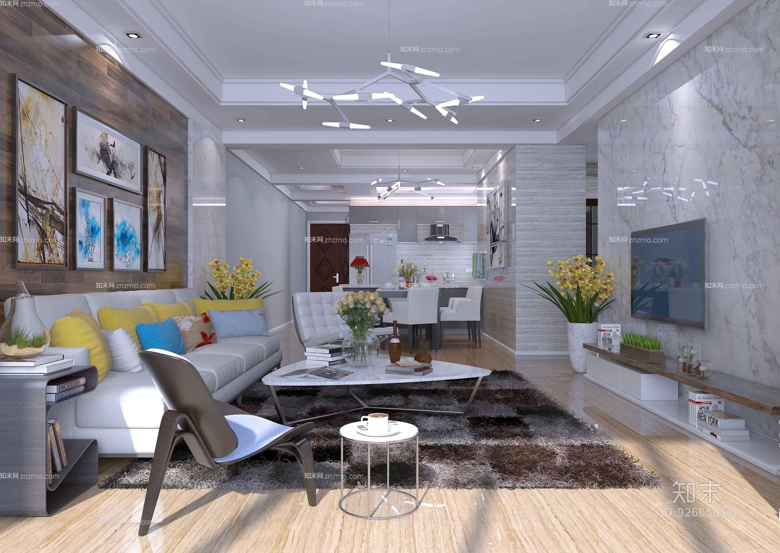 现代大理石橱柜组合3D模型下载【ID:92665850】