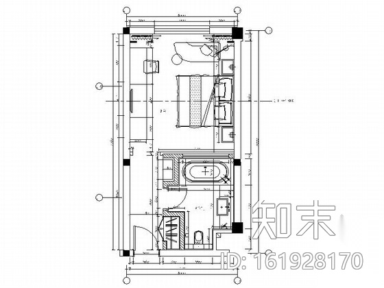 [青岛]园林特色酒店禅意大床间装修施工图（含效果）cad施工图下载【ID:161928170】
