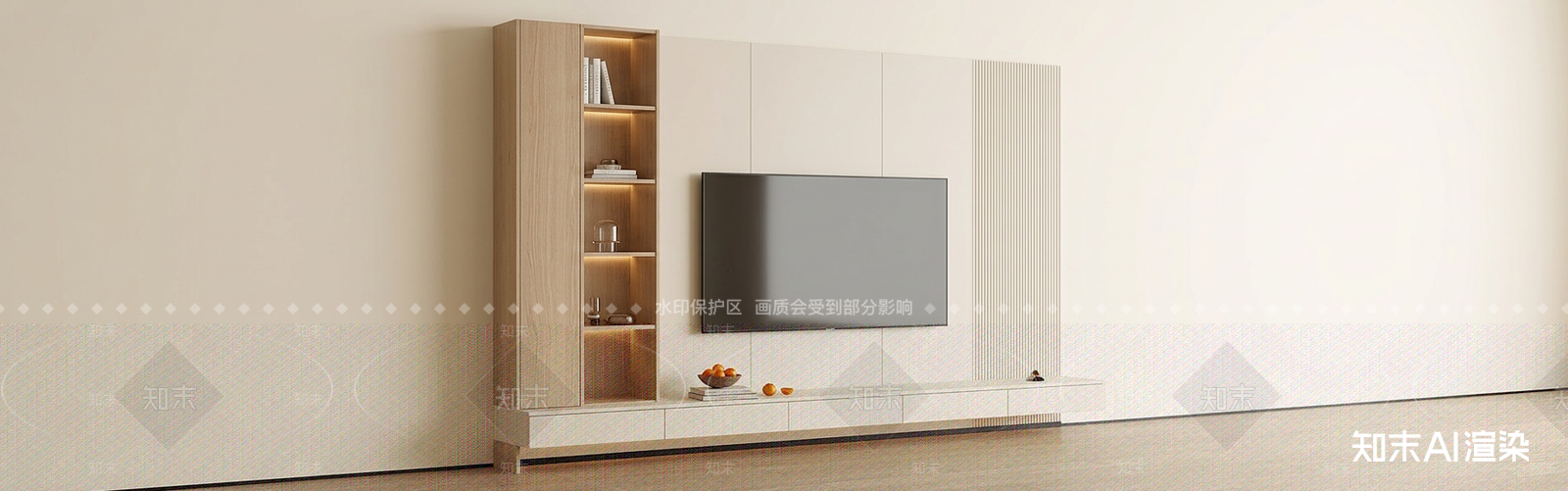 奶油家居客厅3D模型渲染效果图