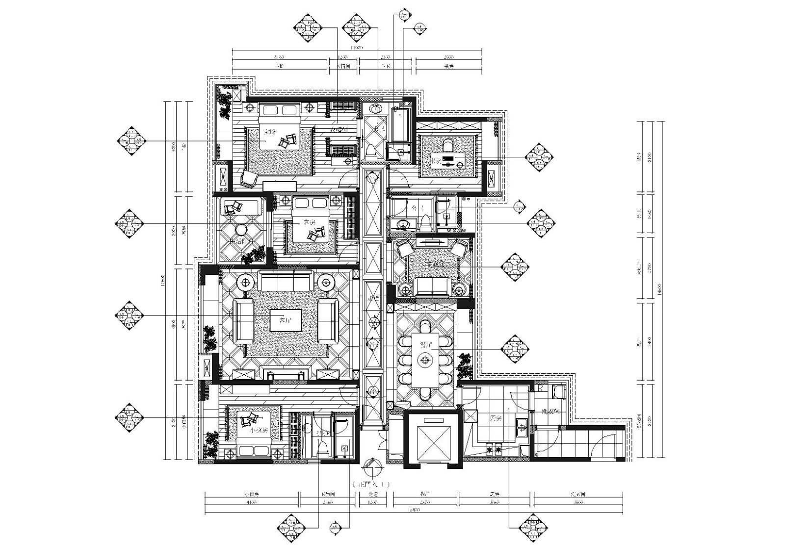 [湖南]岳阳208㎡欧式样板间施工图+实景拍摄cad施工图下载【ID:160017124】