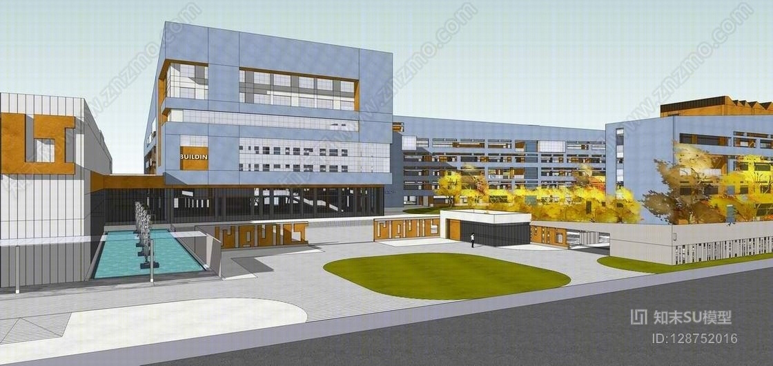 现代学校SU模型下载【ID:128752016】