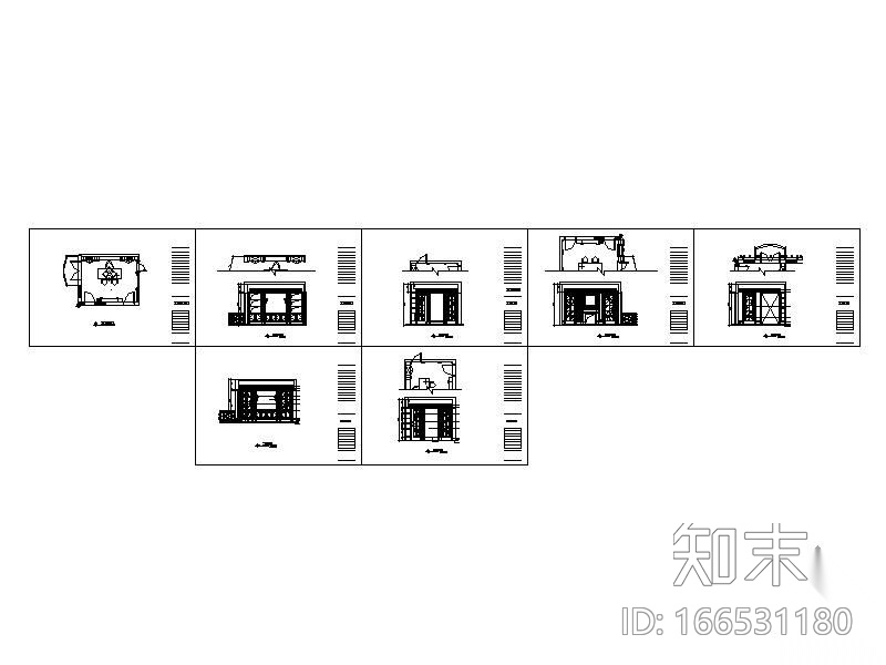 欧式书房立面图cad施工图下载【ID:166531180】