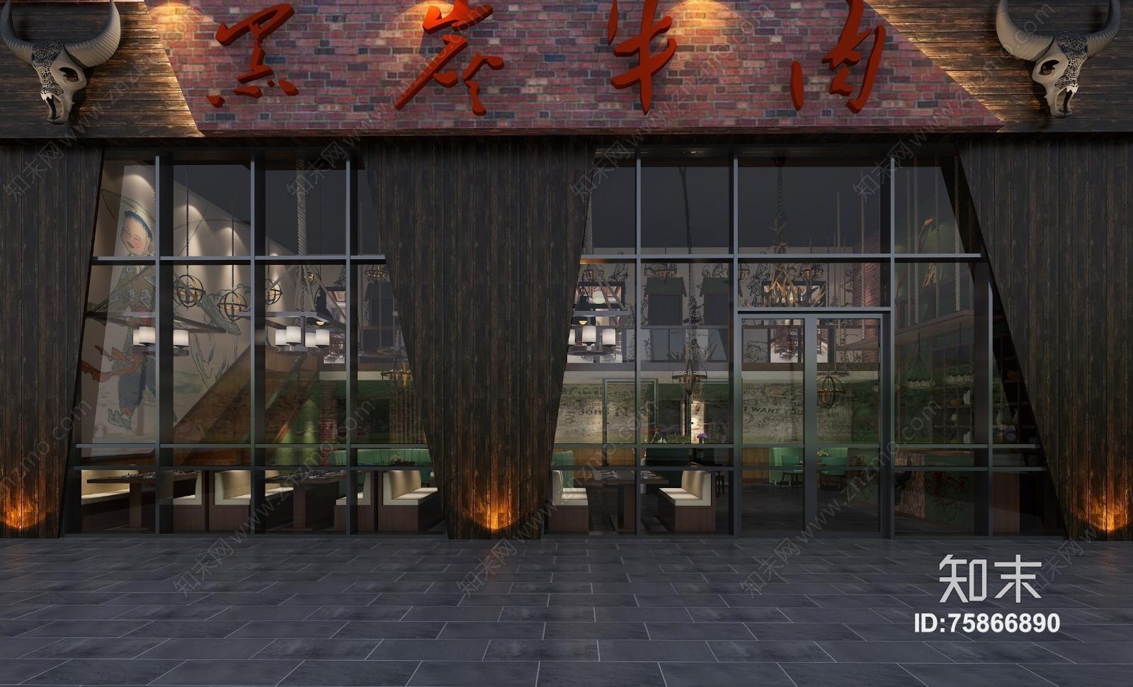 工业风西餐厅3D模型下载【ID:75866890】