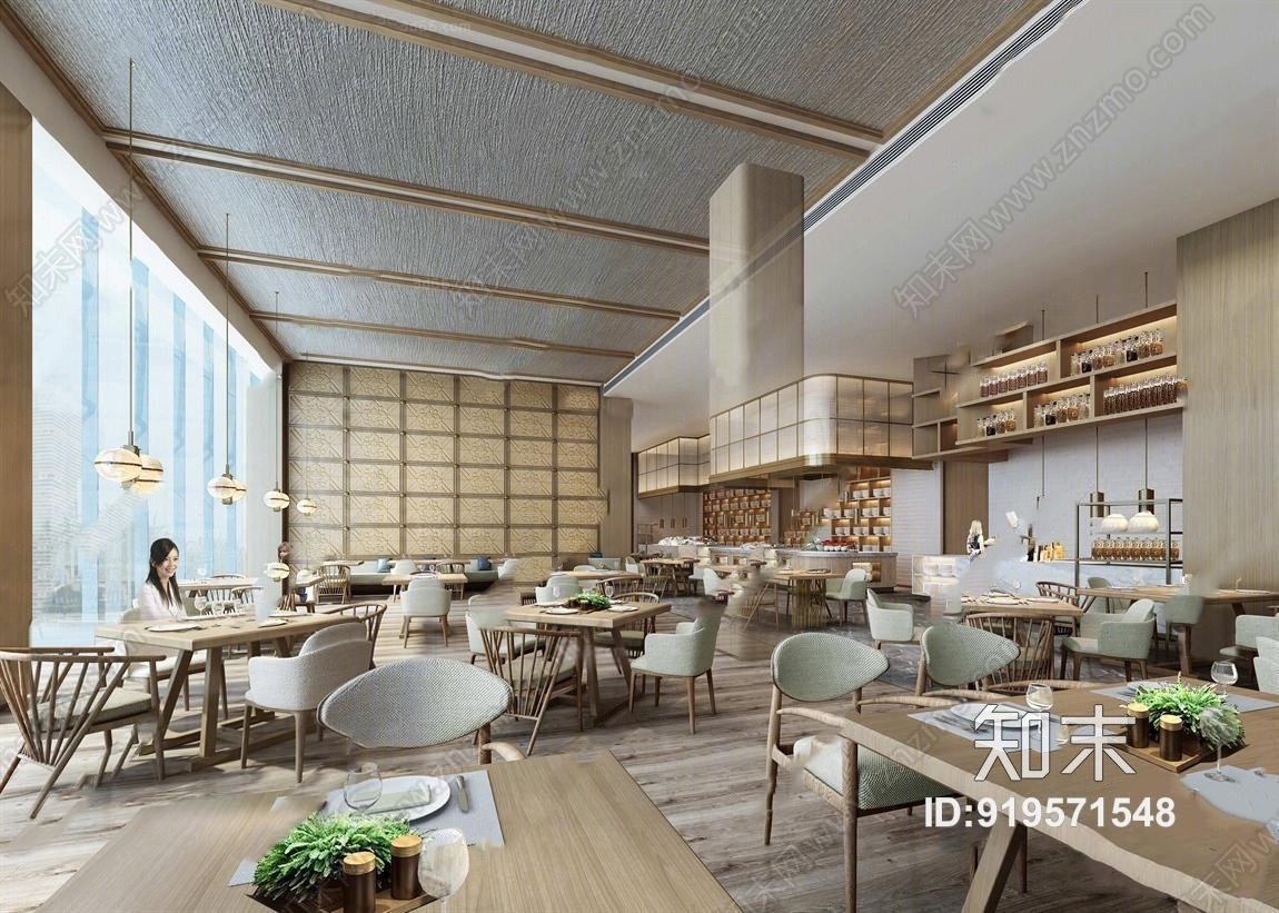 现代酒店自助餐厅3D模型下载【ID:919571548】