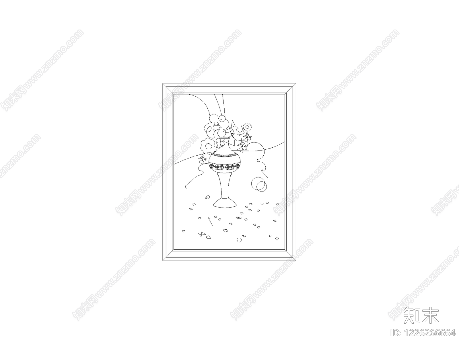 陈设类立面挂画cad施工图下载【ID:1226266664】