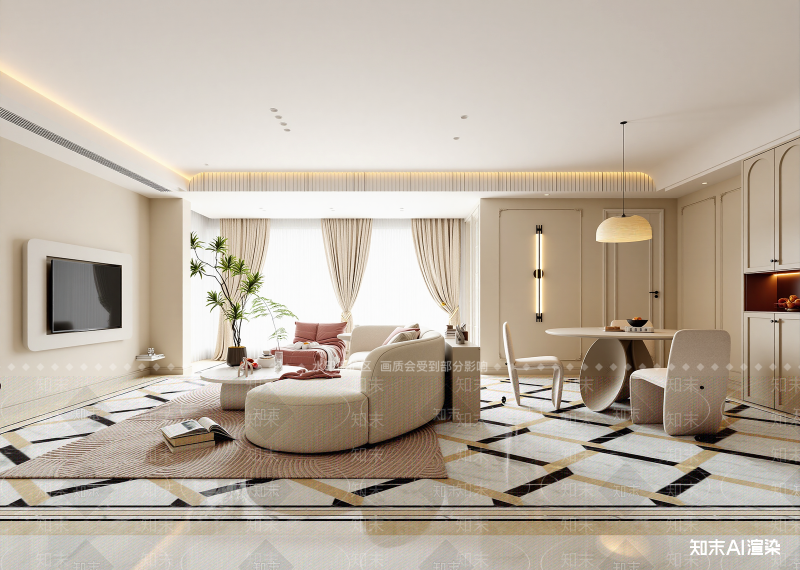法式客餐厅3D模型下载【ID:1215069596】