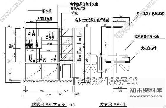 图块/节点欧式酒柜立面图cad施工图下载【ID:832183740】