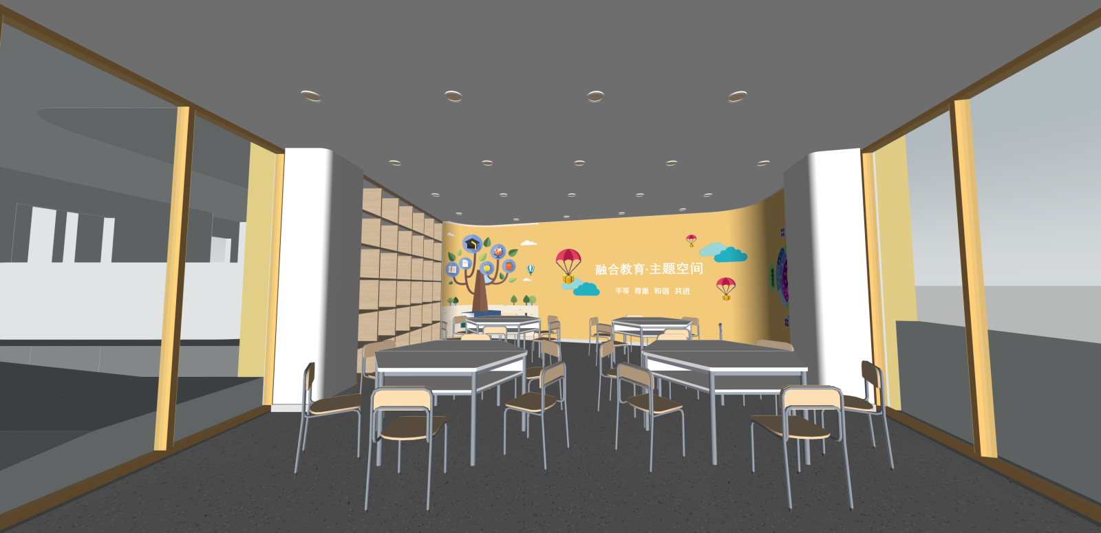现代教室SU模型下载【ID:1216078462】