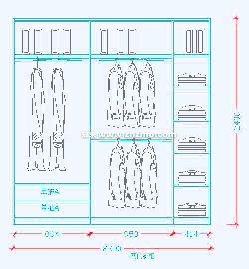 衣柜cad施工图下载【ID:178184102】