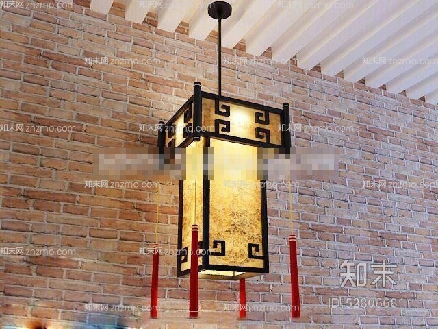 传统中式黑色铁艺吊灯3D模型下载【ID:52806681】