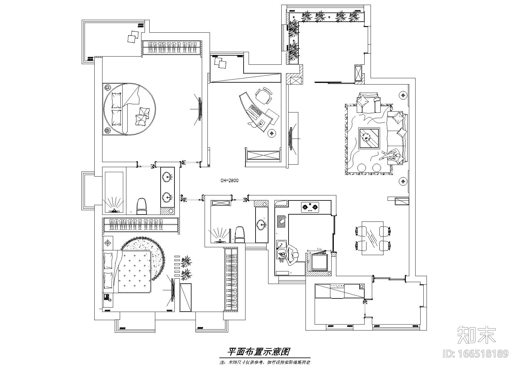 [西安]西安蔚蓝观园样板间整体设计施工图cad施工图下载【ID:166518189】