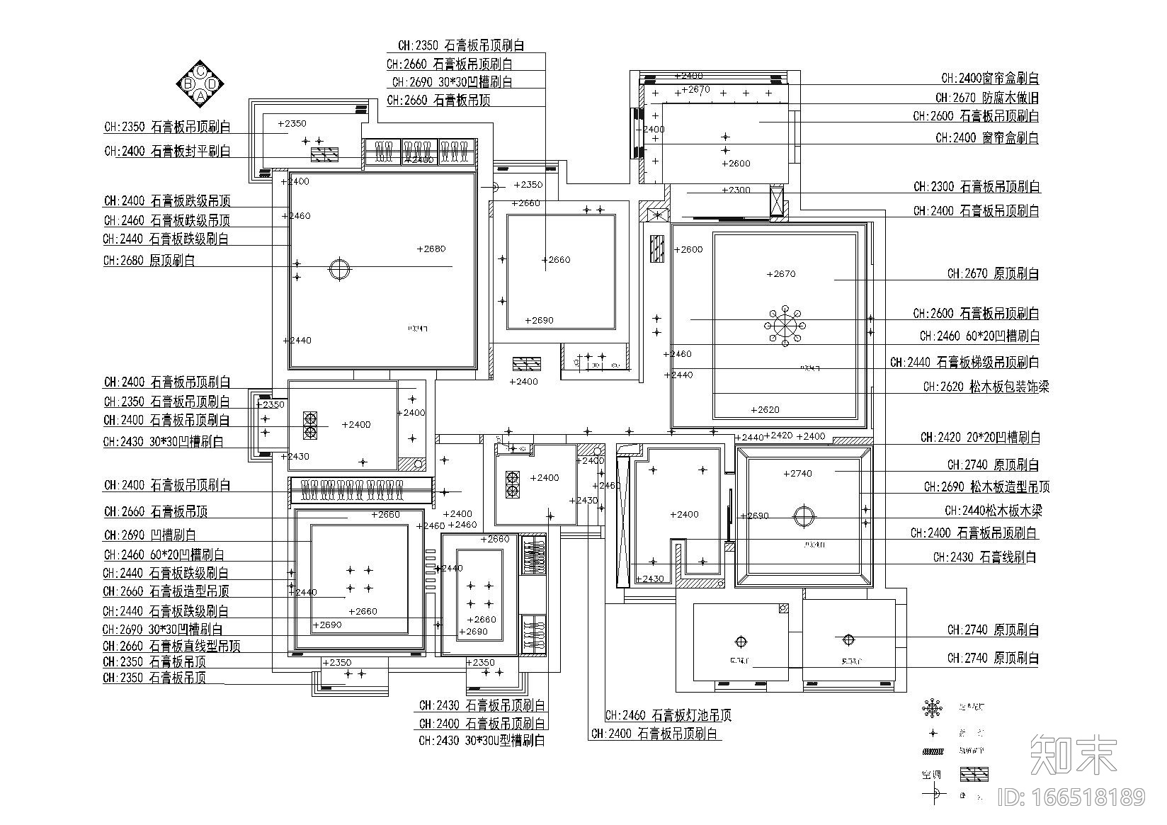 [西安]西安蔚蓝观园样板间整体设计施工图cad施工图下载【ID:166518189】
