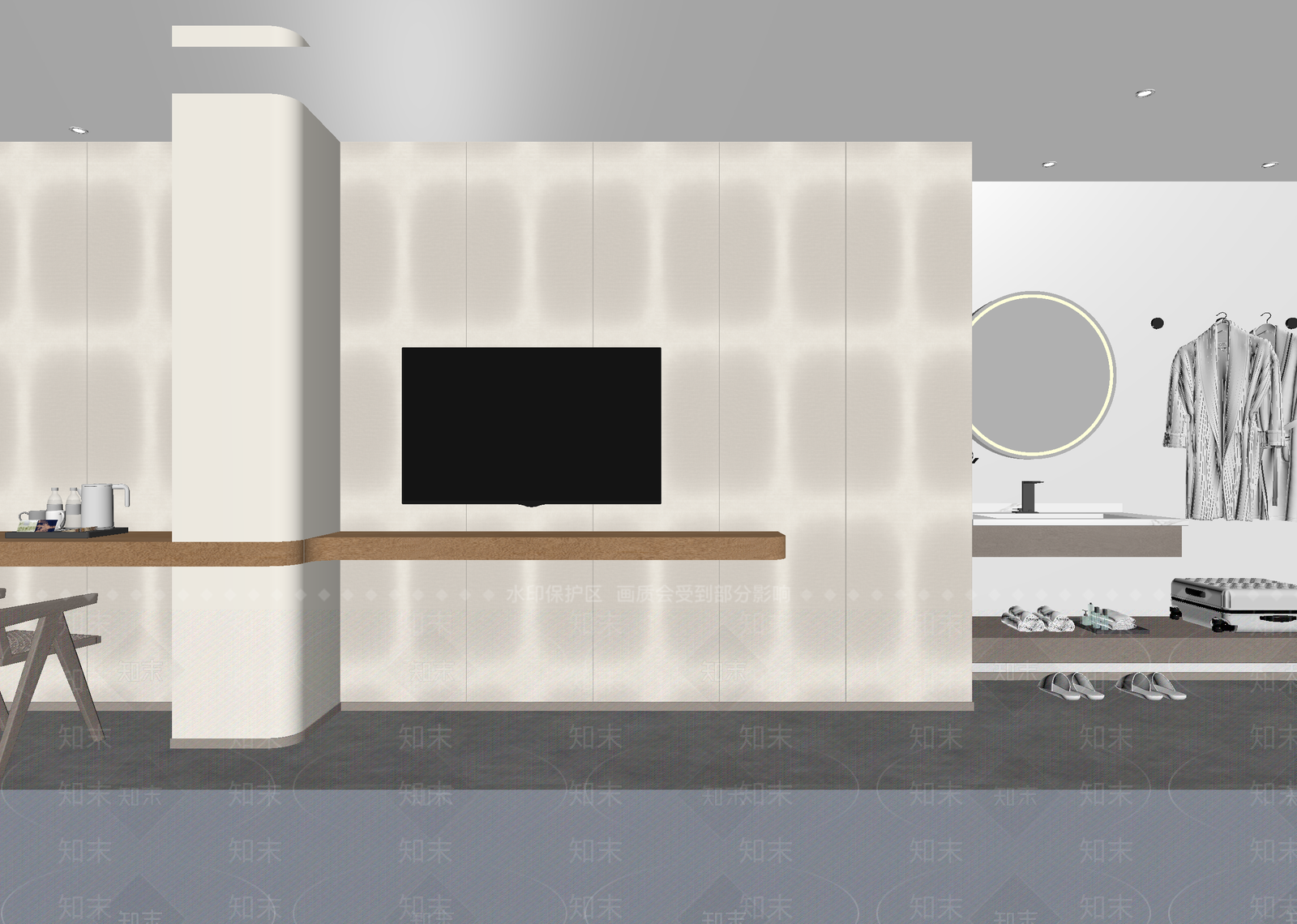 侘寂酒店客房3D模型下载【ID:1215130392】