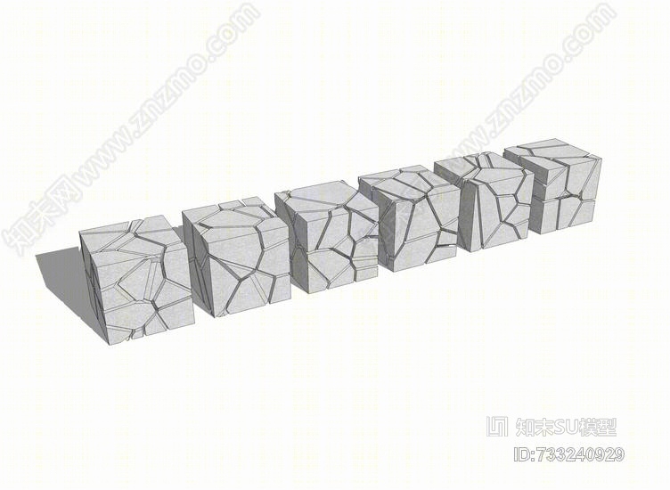 石头坐凳SU模型下载【ID:733240929】