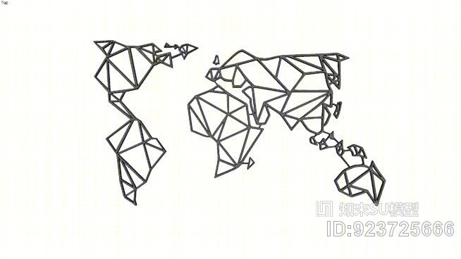 世界地图墙装饰SU模型下载【ID:923725666】