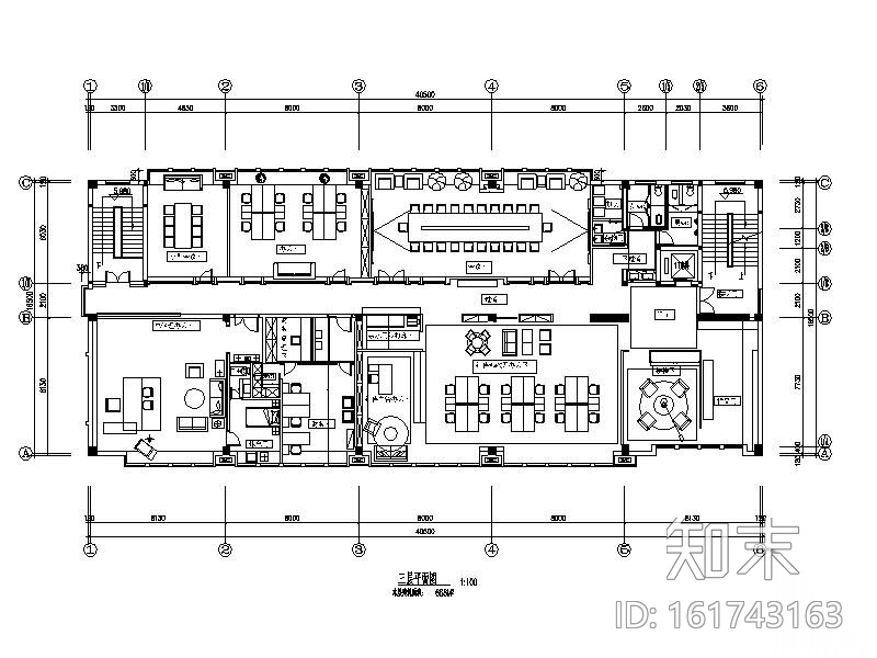 现代简约办公室设计施工图（含效果图）施工图下载【ID:161743163】