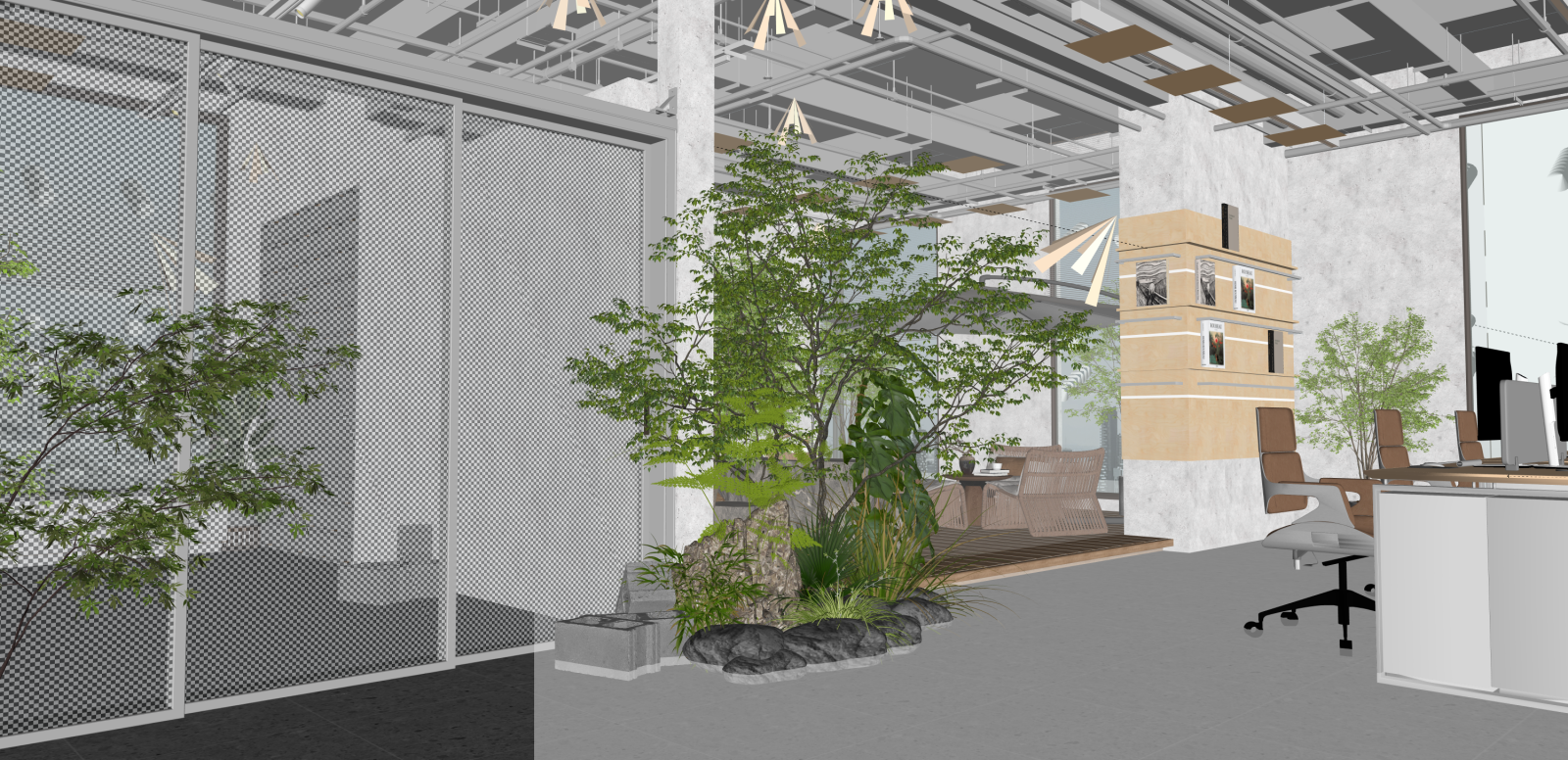 现代其他办公区域SU模型下载【ID:1215975517】