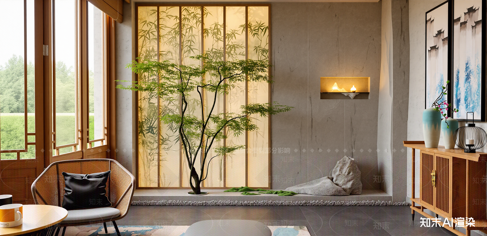 新中式活动室SU模型下载【ID:1216014748】