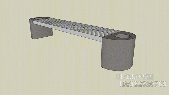 窗体+表面®基础工作台，半圆形混凝土凳端带有吸烟罐SU模型下载【ID:922520769】
