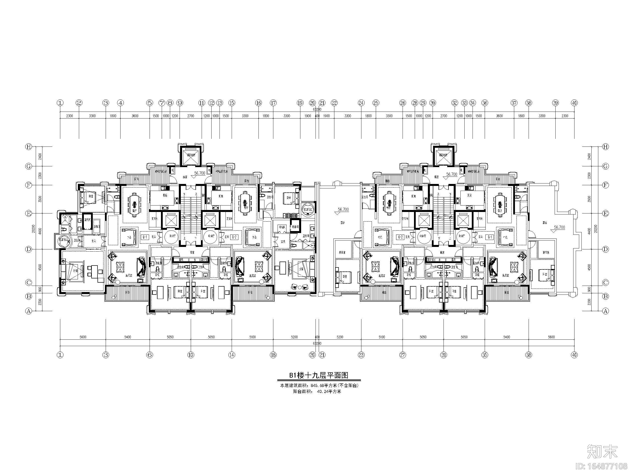 153套高层住宅三室户型图设计CADcad施工图下载【ID:164877108】