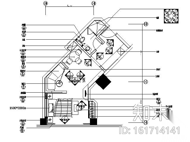 [上海]某国际公寓样板房B2-1型装修图cad施工图下载【ID:161714141】