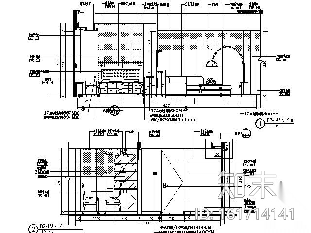 [上海]某国际公寓样板房B2-1型装修图cad施工图下载【ID:161714141】