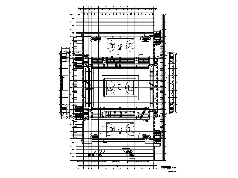 [山西]三层县级钢网架金属屋面丙型体育中心建筑施工图cad施工图下载【ID:151673146】