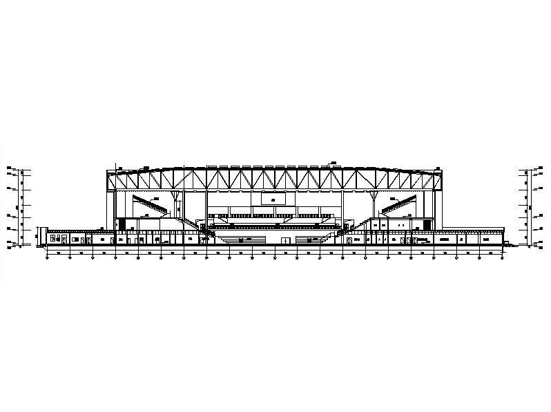 [山西]三层县级钢网架金属屋面丙型体育中心建筑施工图cad施工图下载【ID:151673146】