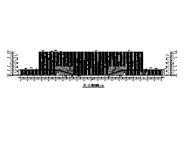 [山西]三层县级钢网架金属屋面丙型体育中心建筑施工图cad施工图下载【ID:151673146】