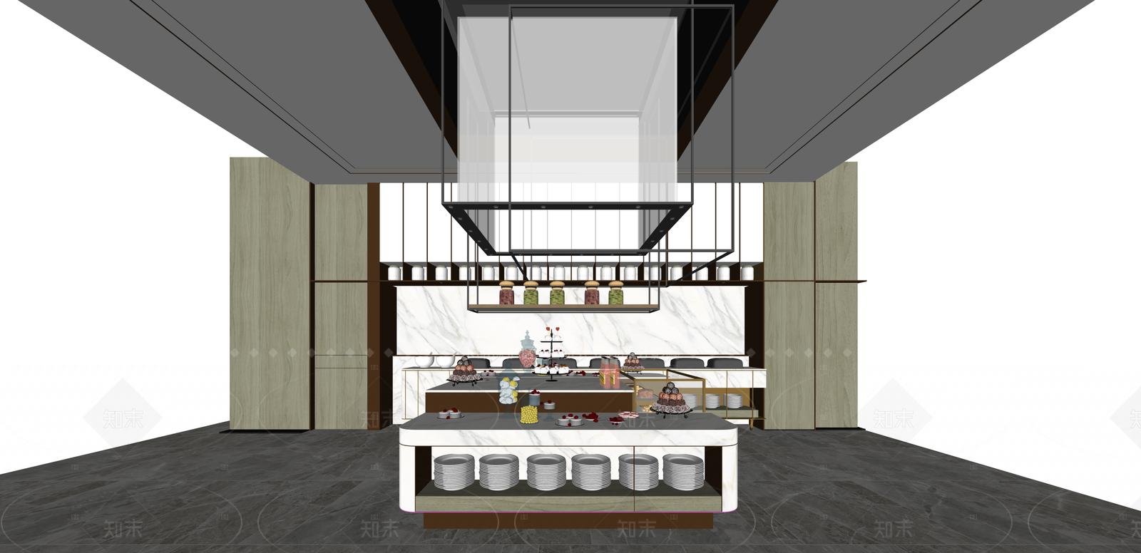 现代酒店大堂SU模型下载【ID:1215198158】