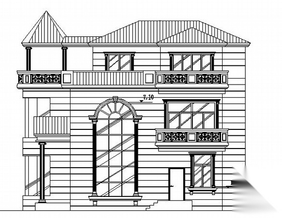 某三层别墅建筑方案图cad施工图下载【ID:149917101】