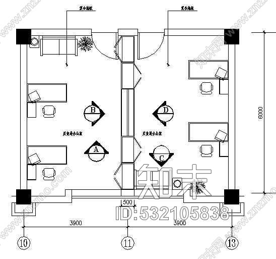 施工图某办公室装修图cad施工图下载【ID:532105838】