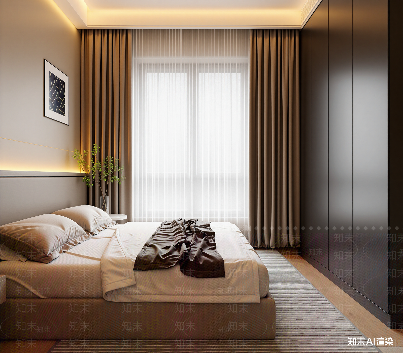 侘寂家居卧室3D模型下载【ID:1222091581】
