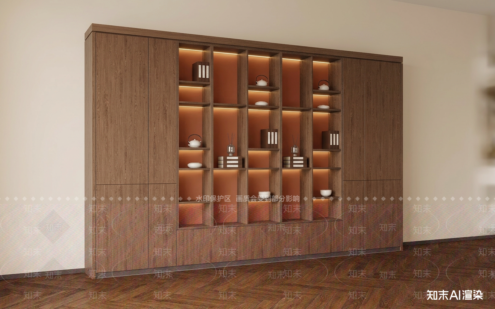 木饰面展示柜书柜3D模型下载【ID:1227464389】