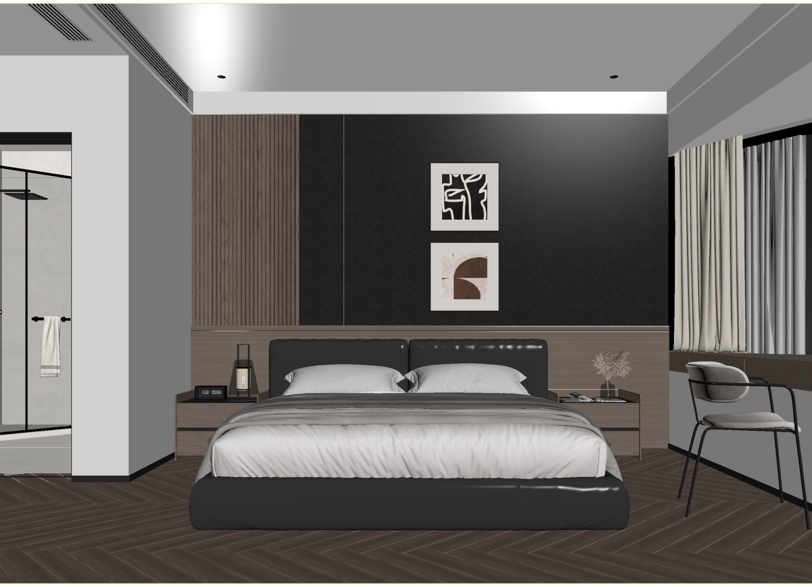现代酒店客房3D模型下载【ID:1215081310】