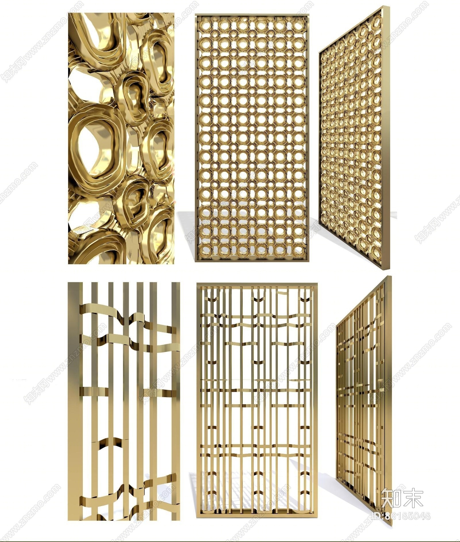 现代金属特异形屏风组合3D模型下载【ID:86185048】