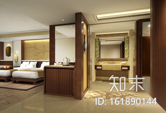 [广东]高档五星级商务酒店客房室内装修施工图（含效果...cad施工图下载【ID:161890144】