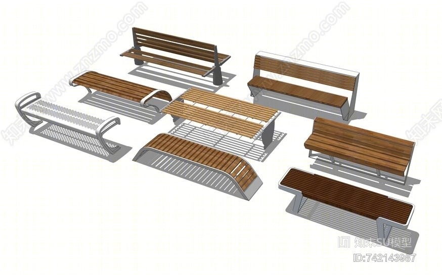 户外座椅组合SU模型下载【ID:742143987】