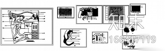 别墅庭院设计总平面及细部详图cad施工图下载【ID:166417119】