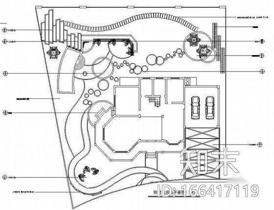 别墅庭院设计总平面及细部详图cad施工图下载【ID:166417119】