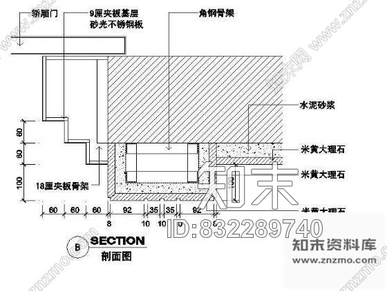 湿挂石材剖面cad施工图下载【ID:832289740】