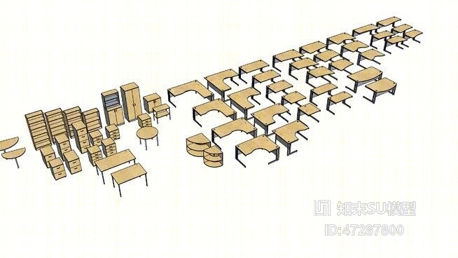 办公家具系列SU模型下载【ID:47287800】